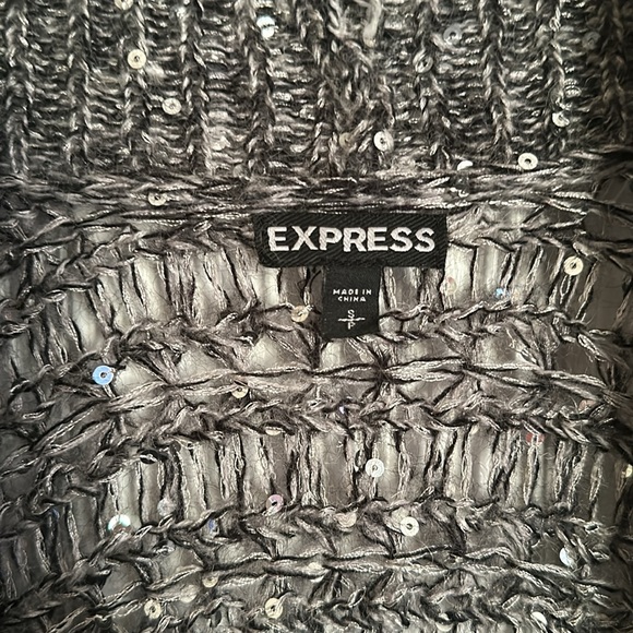 Charcoal sequin cropped Express brand cardigan size small - Picture 3 of 4